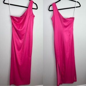 Rampage Pink One Shoulder Evening Dress Rhinestone Slit Formal‎ Party